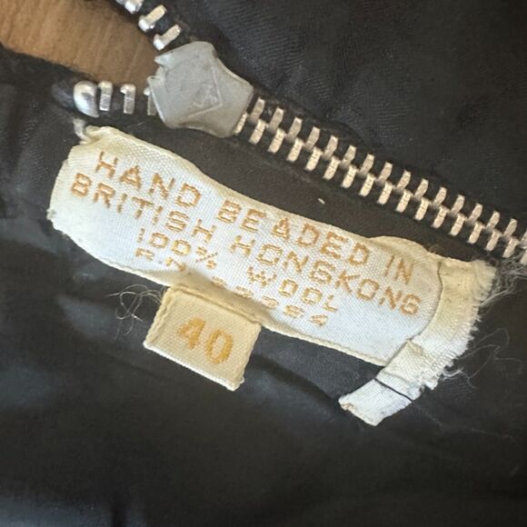 Vintage 100% Wool Hand Beaded Embellished Tassled Blouse Top Flapper Size Medium - Picture 4 of 6